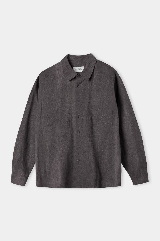 About Companions Dario Flanell-Overshirt in Mud – Vorderansicht